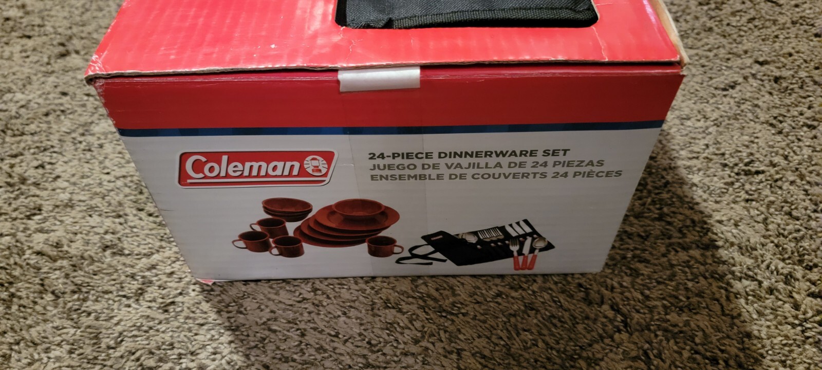 Coleman 24-Piece Enamel Dinnerware Set Red Speckled NEW