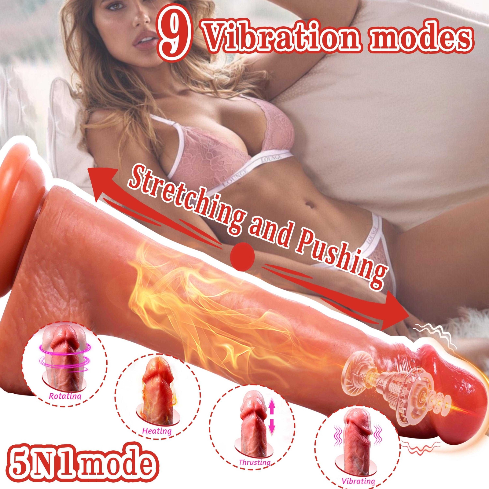 Thrusting Anal Butt Plug Dildo Vibrator Prostate Massager Sex Toys for Men Women