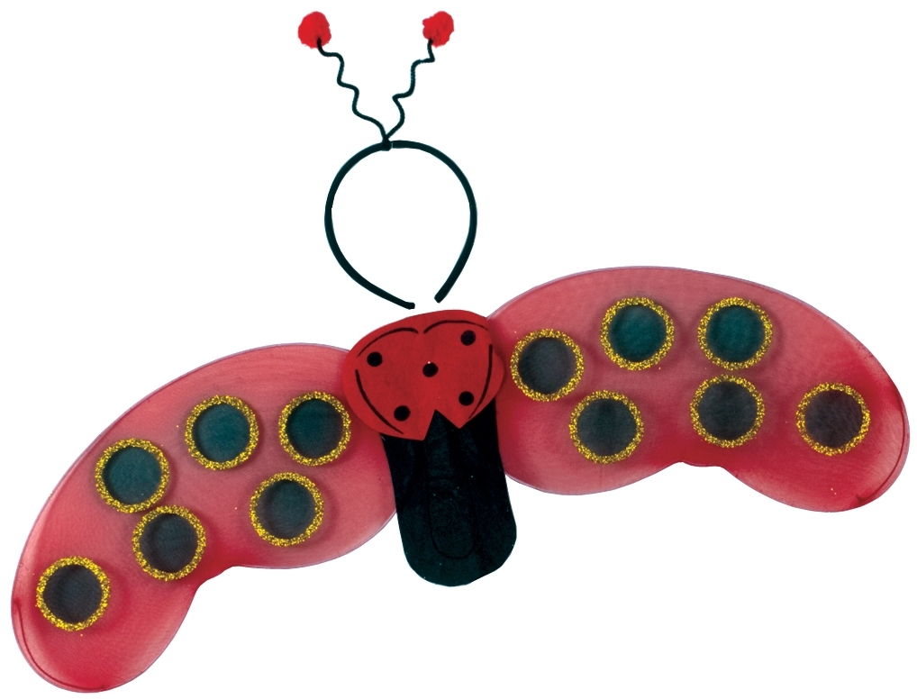 Girls Ladybug Wings Lady Bug Costume Headband Bopper Head Band Kids Red Child