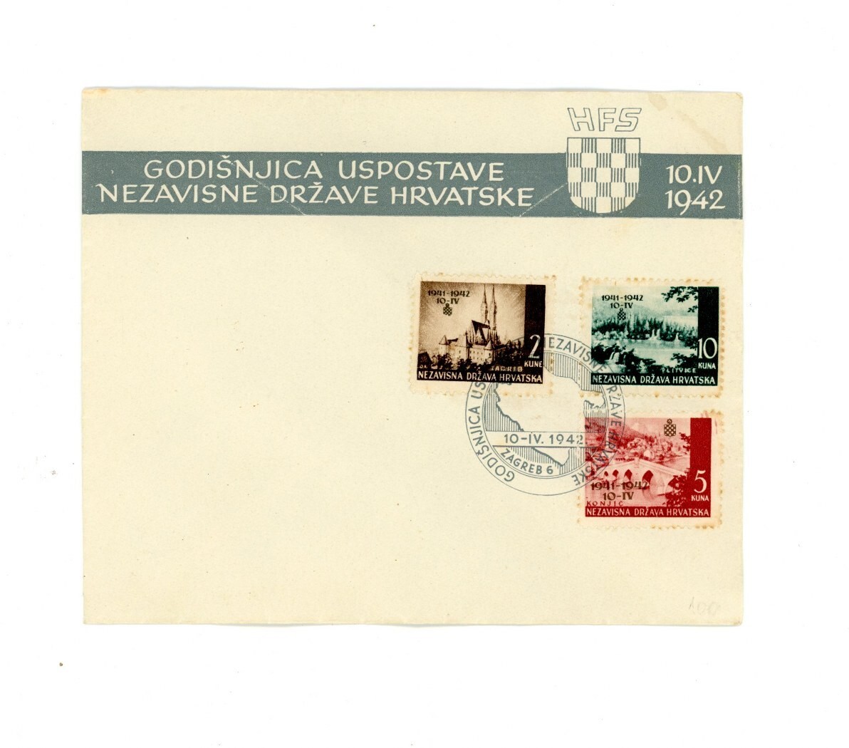 Croatia Cover Scott # 49 - 51 - Used - RARE 1942 Cancel            l(16-SS)