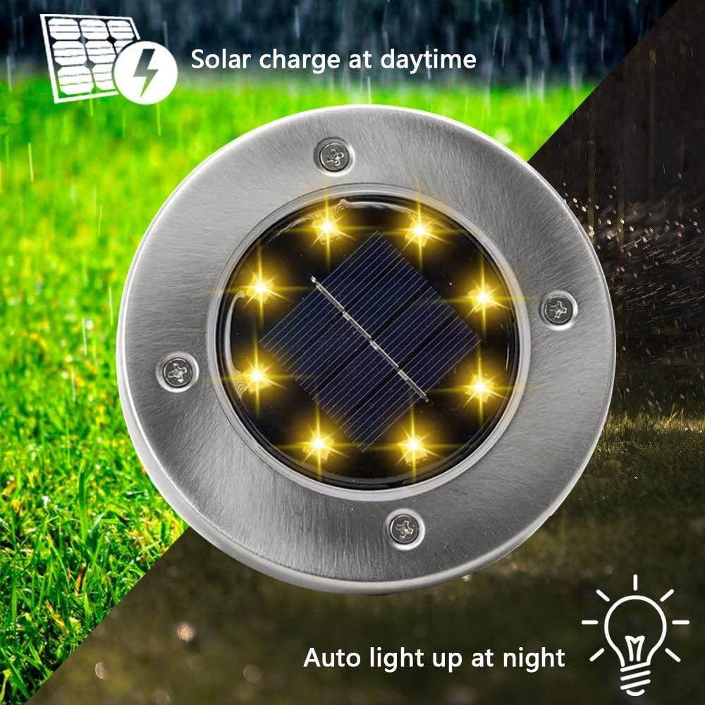 8 PACK Solar In Ground Lights Outdoor Garden In Grond Lights Waterproof Warm