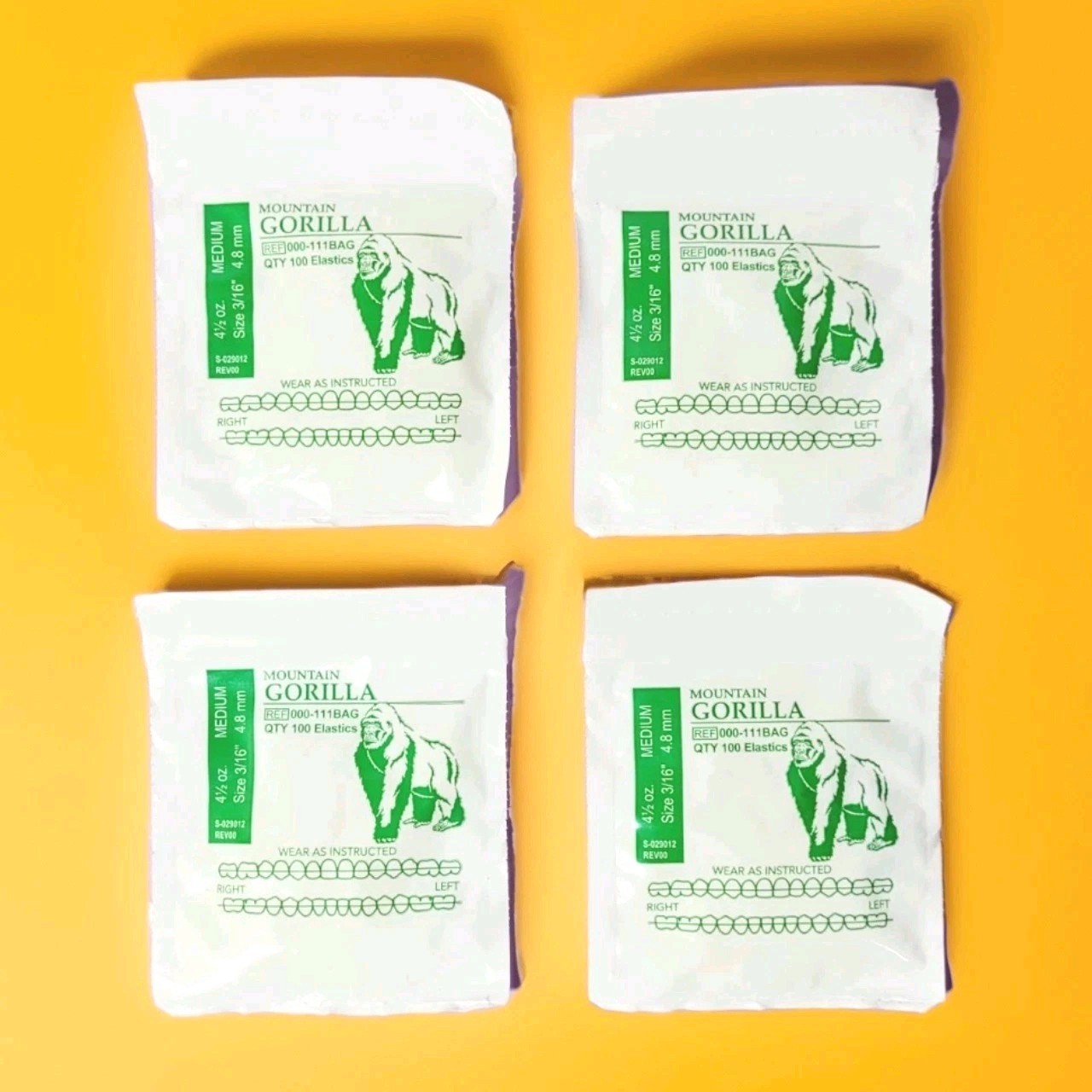 4 Mountain Gorilla American Orthodontics Elastics Dental Rubber Bands