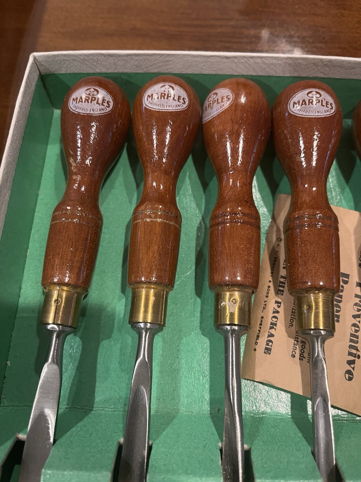 Marples Vintage Carving Chisels Box Bottom Only, Used Set