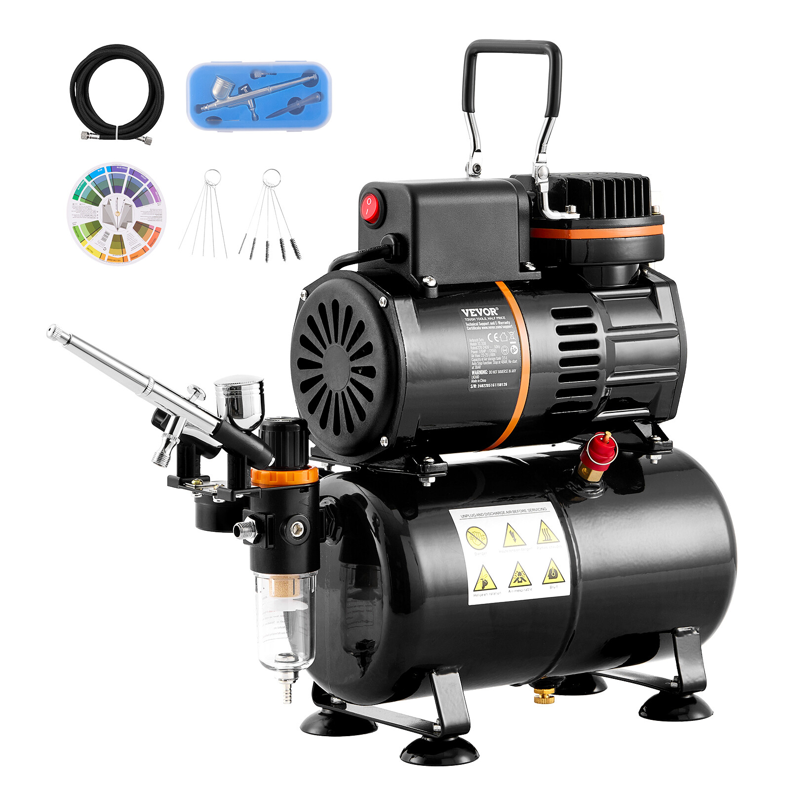 VEVOR Airbrush Kit Dual Fan Air Tank Compressor System Kit with 3.5L Air Tank
