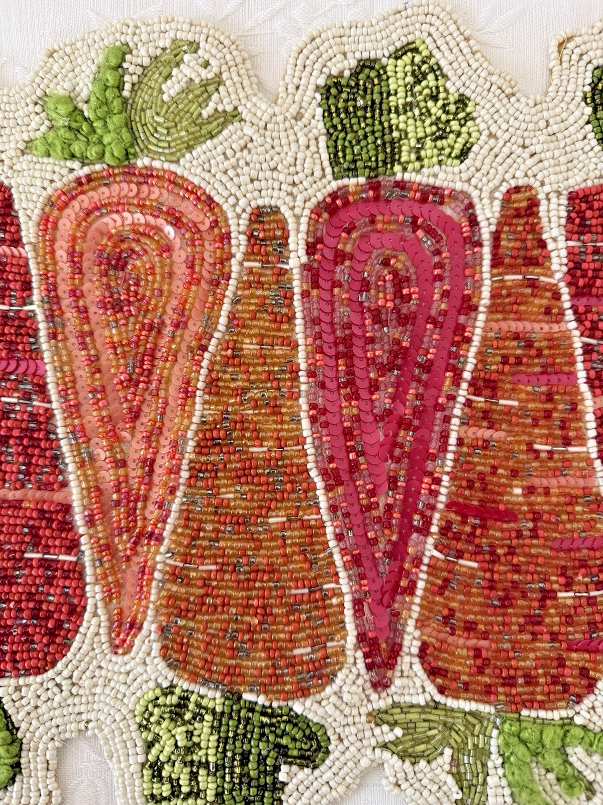 Pier 1 Imports Beaded & Sequin Carrot Easter Table Runner Spring Decor Cost Plus