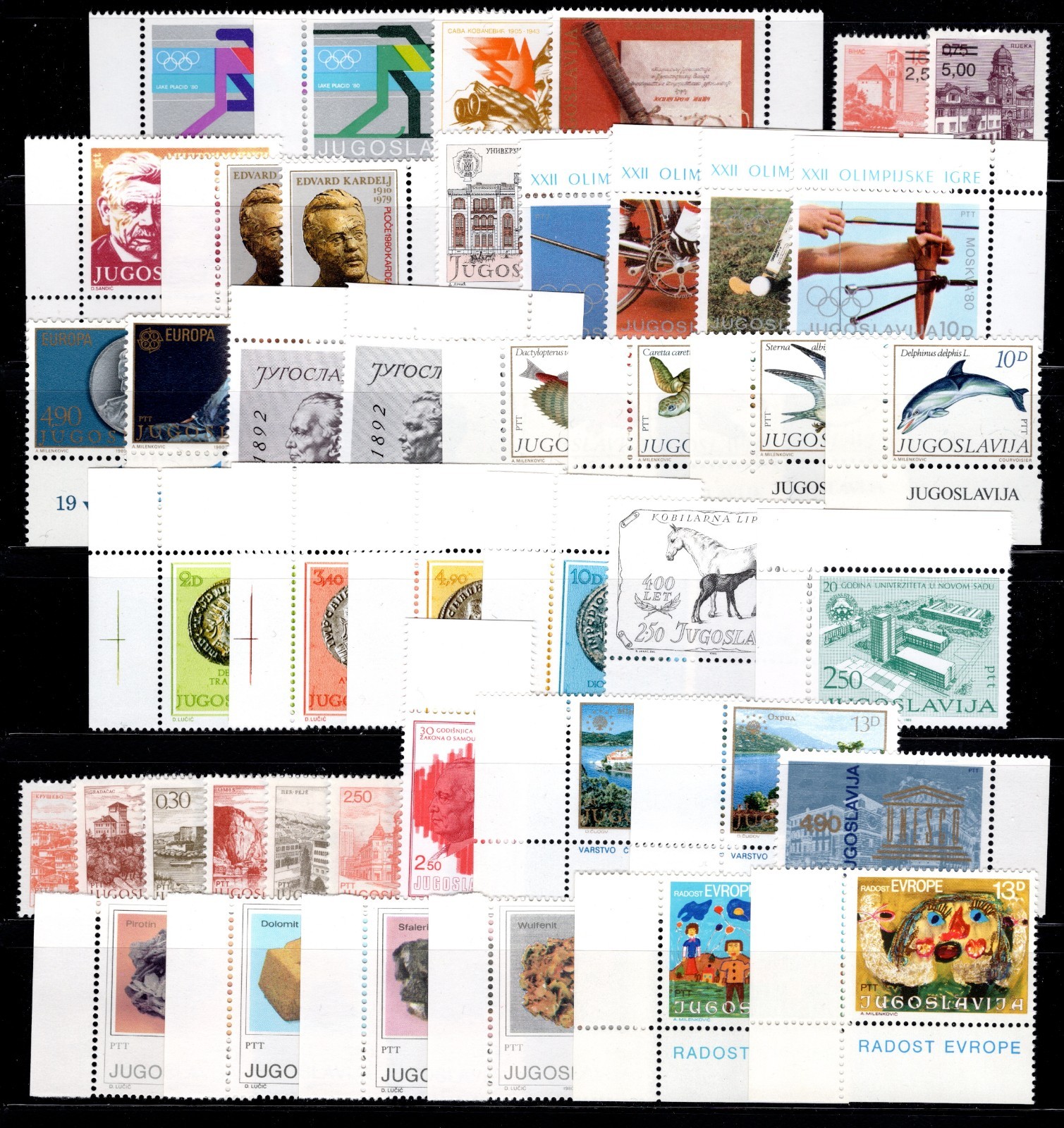 Yugoslavia Sc#1457/RA64, 1980 Collection: 60+ Stamps Mint NH OG