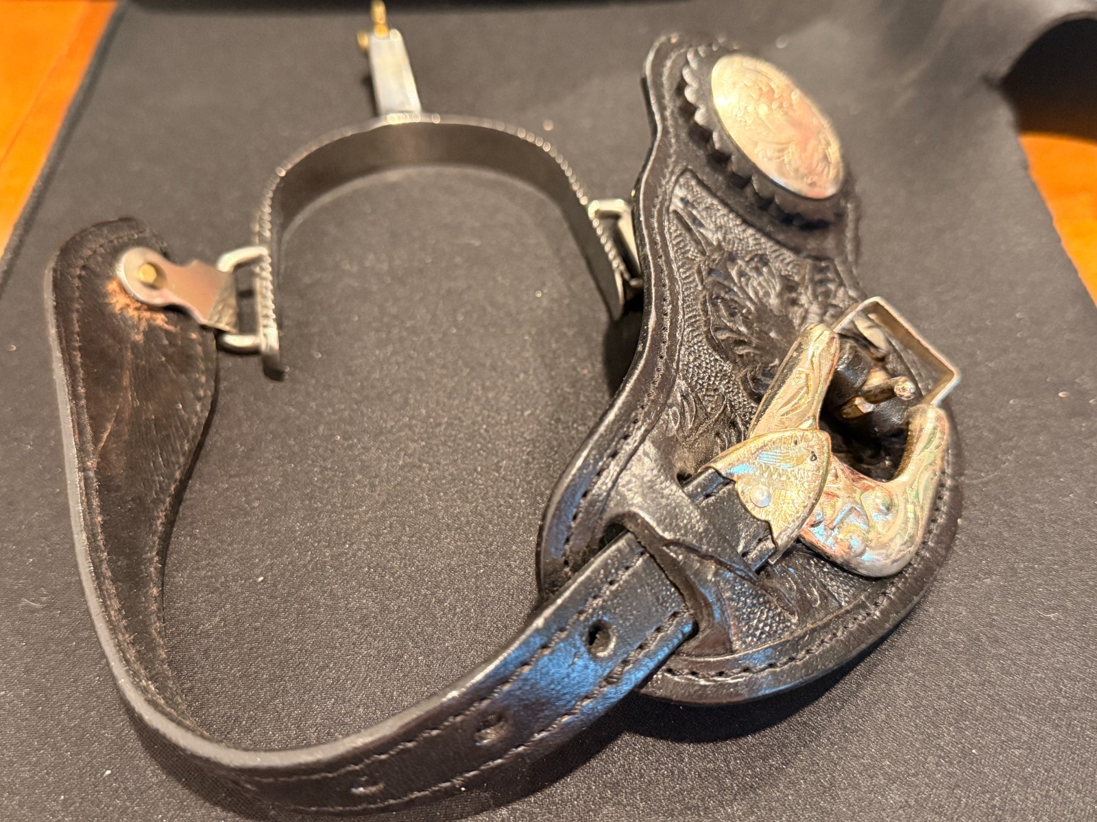 Vintage Single Cowboy Spur Leather Strap Western Decor