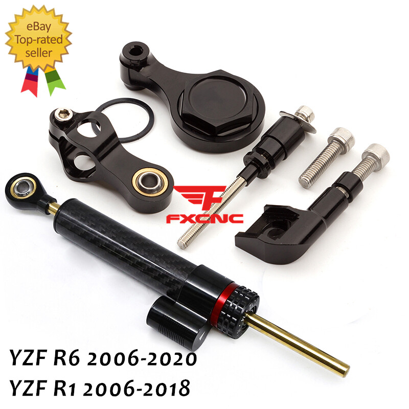 For YZF R6 2006-2020 Carbon Fiber Steering Damper Bracket Mount Kit Stabilizer