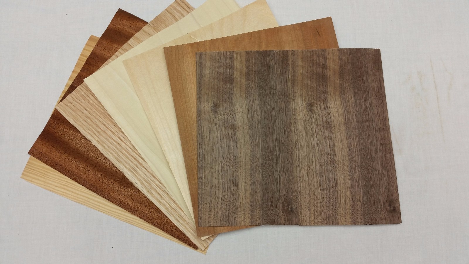 Variety Pack Wood Veneer, Raw/Unbacked - Pack of 7 - 9" x 9" x 0.024" Sheets