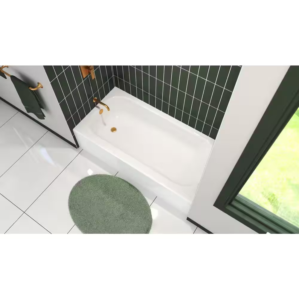 Bootz Aloha 60x30 Alcove Soaking Bathtub Left Drain White Steel Tub 011-3365