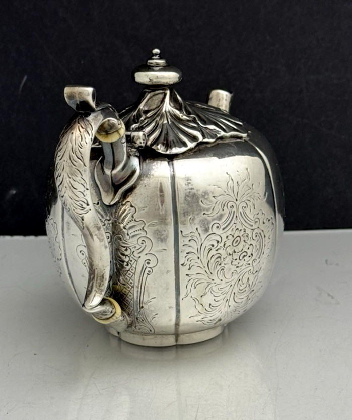 Rare William Adams New York Coin Silver Bachelor Teapot c1840