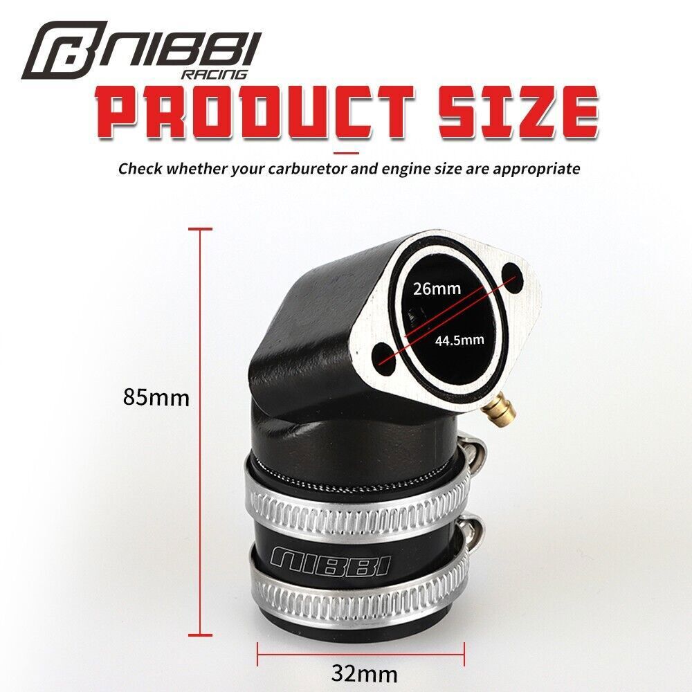 NIBBI 26mm Carburetor Air Filter Intake Manifold GY6 150cc-232cc Go Karts ATV 4T