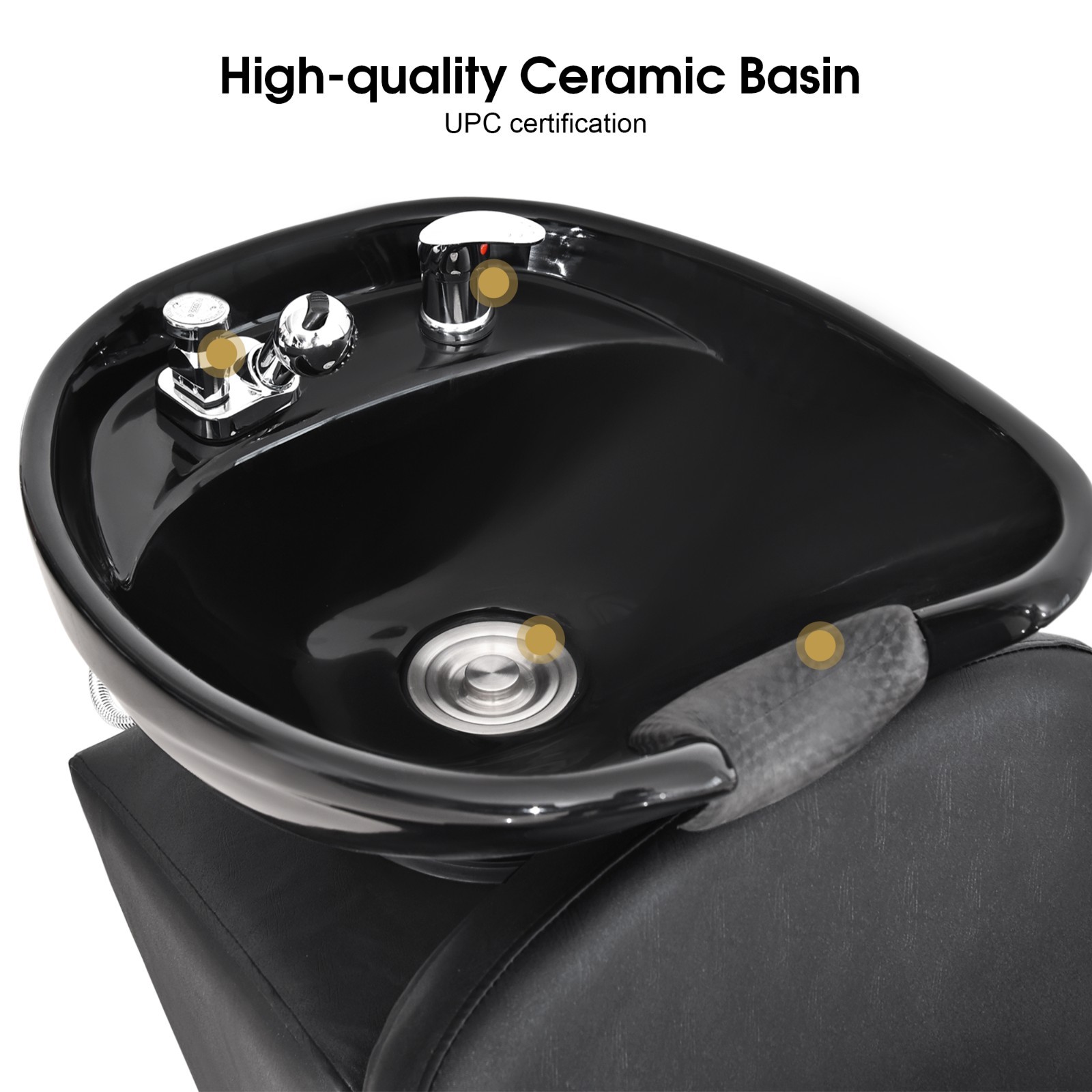 BarberPub Backwash Shampoo Station Chair, Adjustable Ceramic Bowl Barber 9051