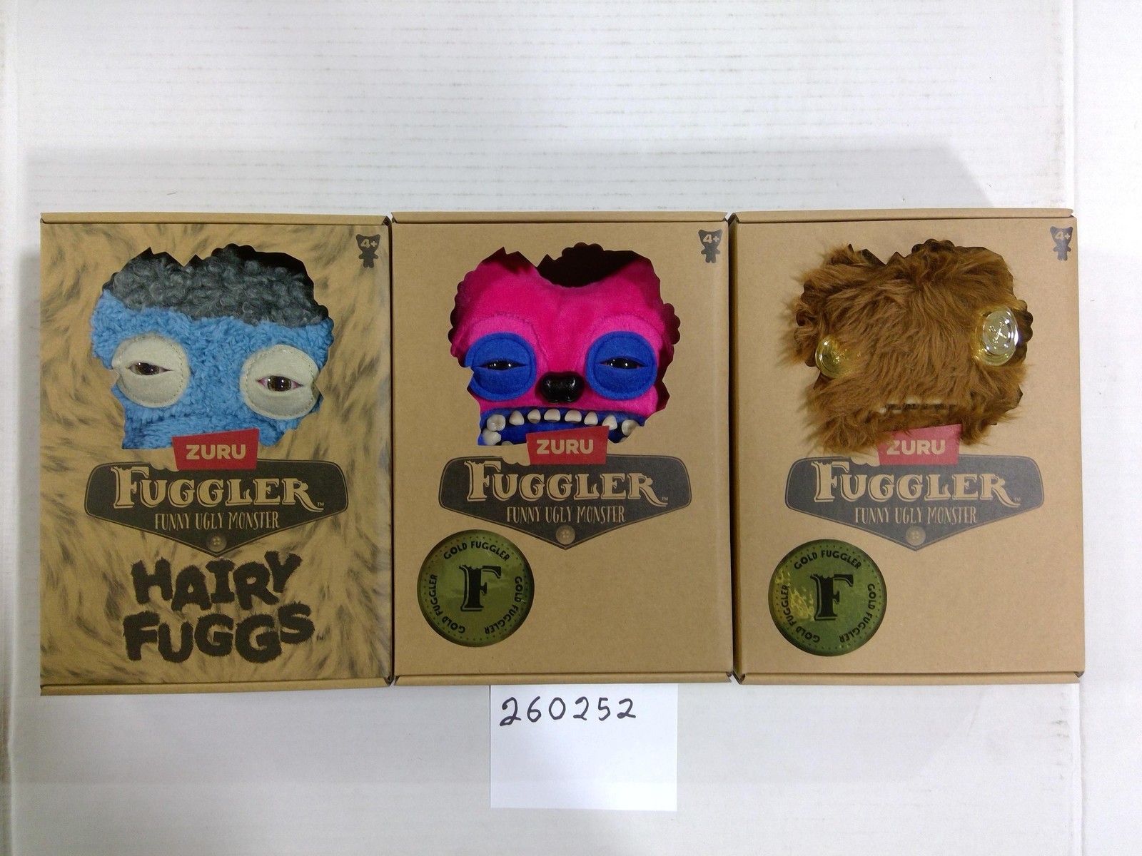 ZURU Fuggler Hairy Fuggs Gold Fuggler Ugly Plush Stuffed Toy Small Monster Lot 3