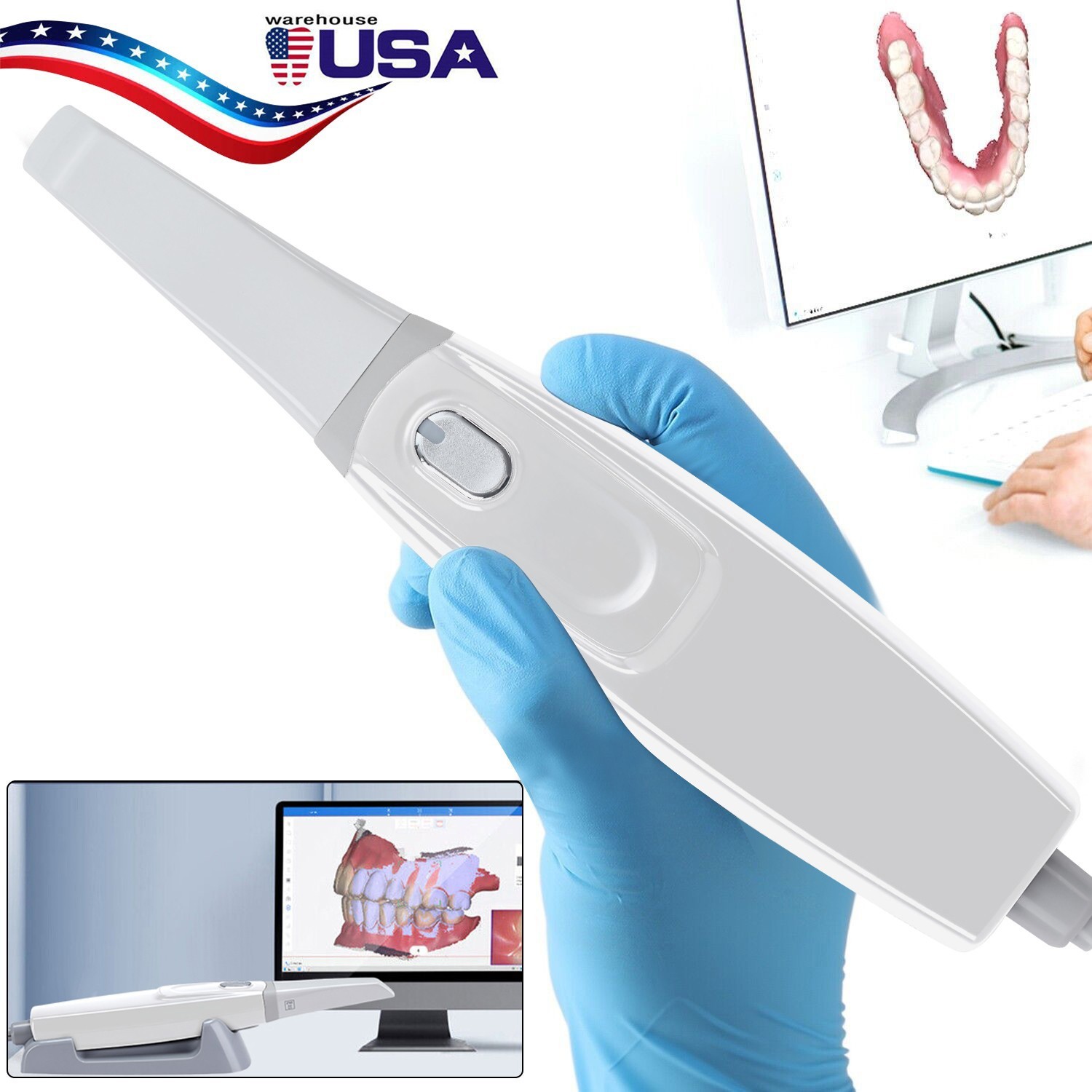 Dental Intra-oral Scanner 3D Real-time Display w/ AI Scanning Software+4 Tips US