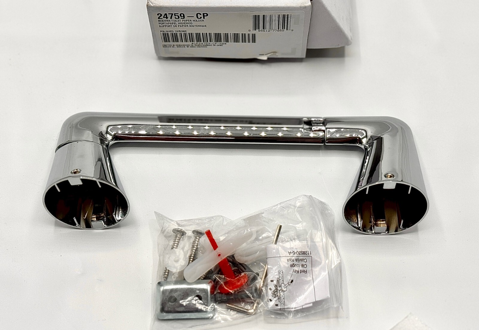 New Kohler 24759-CP Modern Wall Mounted Toilet Paper Holder - Polished Chrome