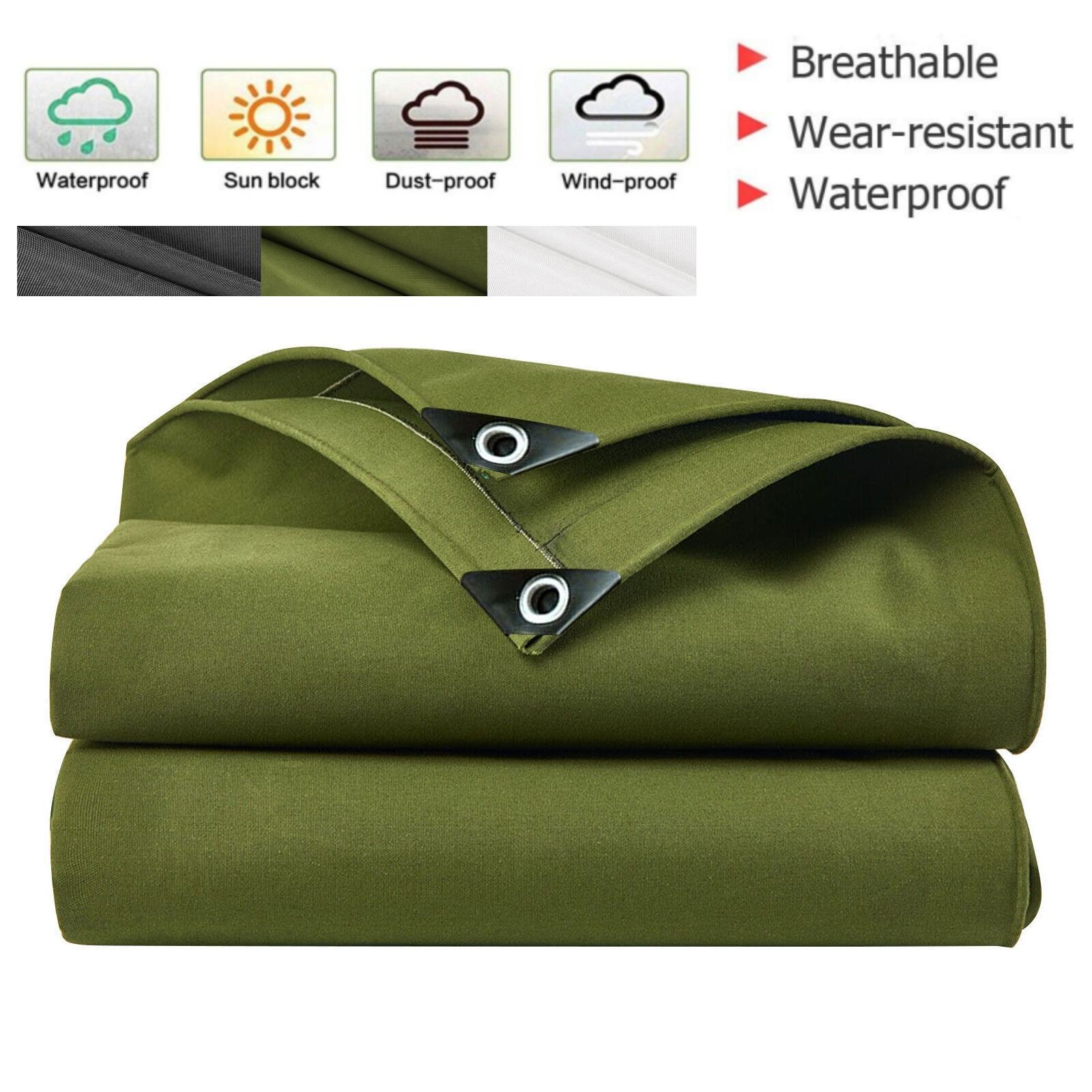 16 Oz Waterproof Heavy Duty Canvas Tarp Camping Garden Tarpaulin Cover Tent