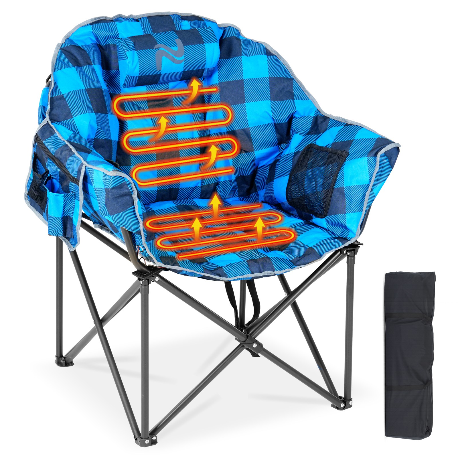 NAIZEA Heated Camping Chair Oversized Folding Chair Patio Lounge Chair 500 lb