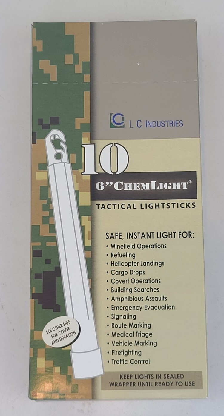 Lot 10 Cyalume Military Light Sticks Green, Blue, Red 6" Prepper Survival