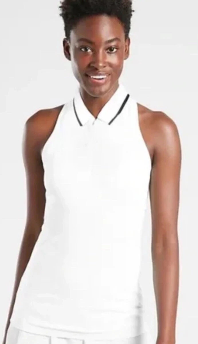 Athleta Momentum Polo Tank-White- Size XL -NWOT