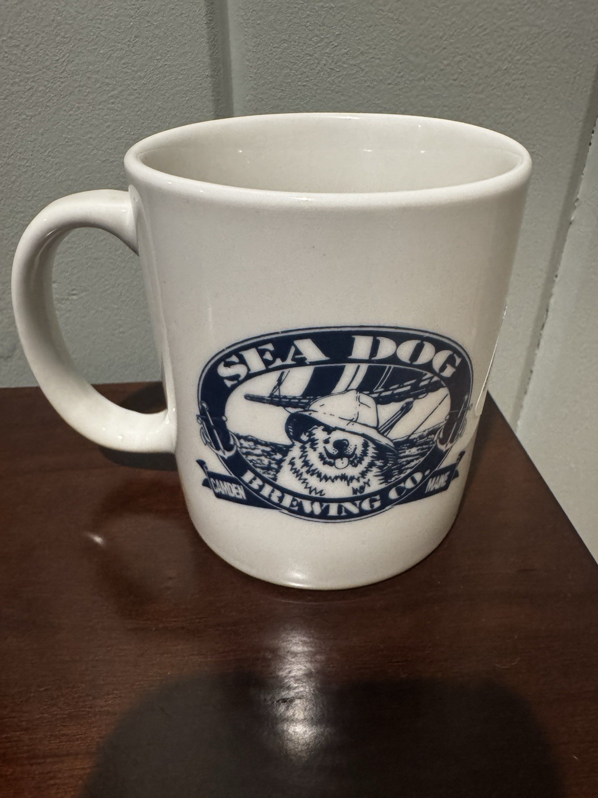 Vintage White Sea Dog Brewing Company Camden Maine White Mug Cup Double sided