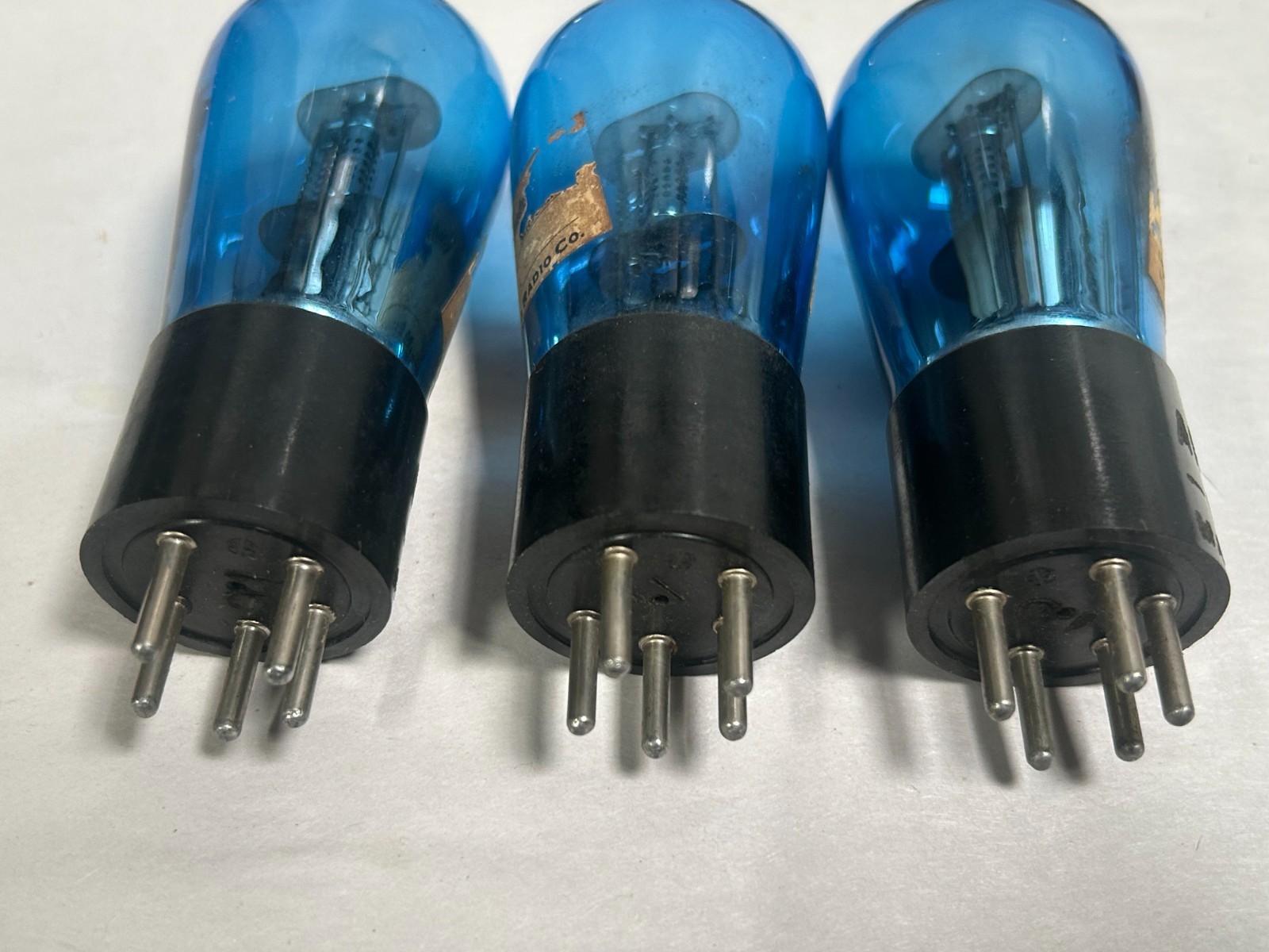 Lot Of "3" Vintage Arcturus Number 127 BLUE Electronic Vacuum Tube (A18)