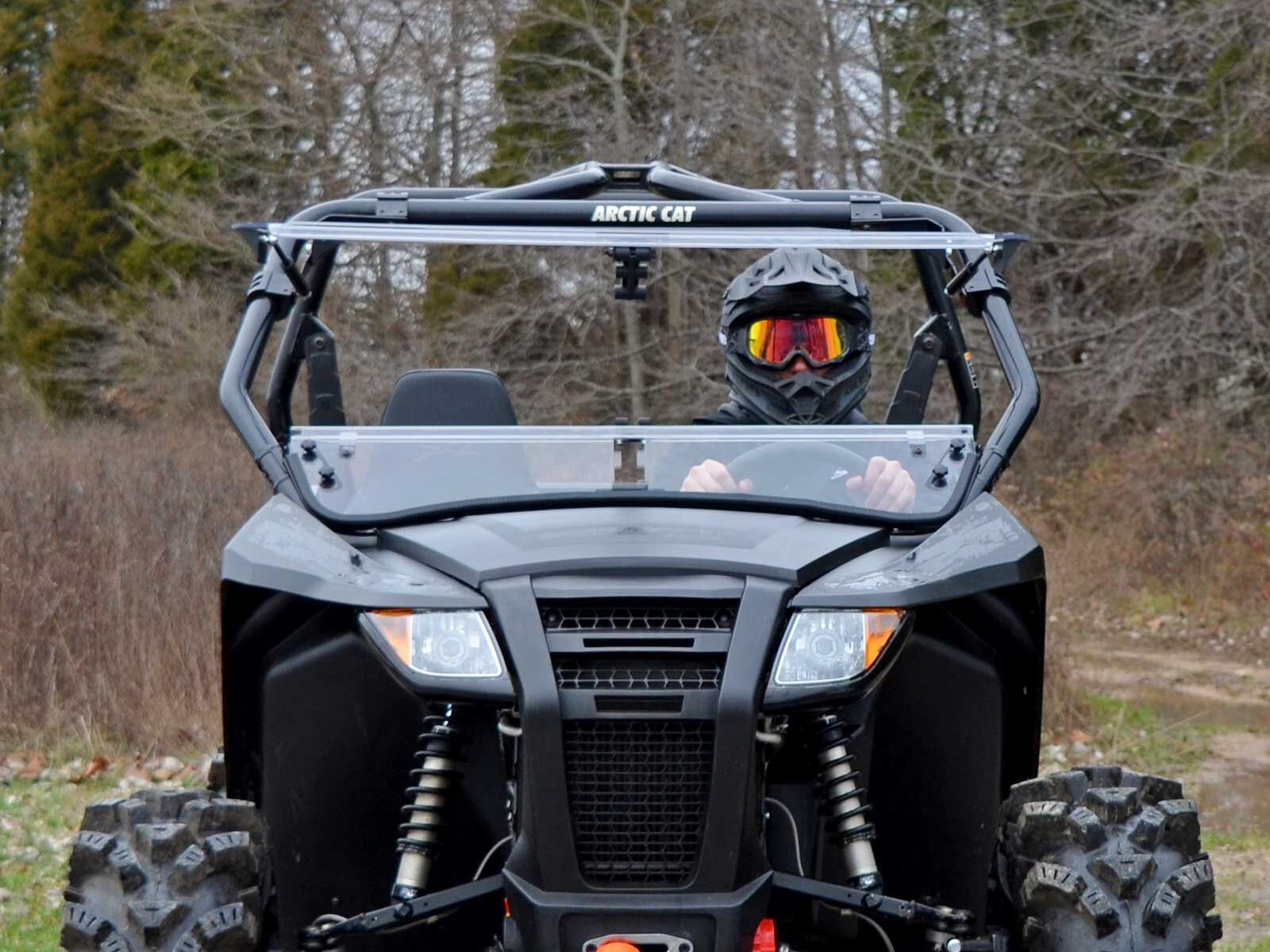 SuperATV Scratch Resistant Flip Windshield for Arctic Cat Wildcat Trail (2014+)