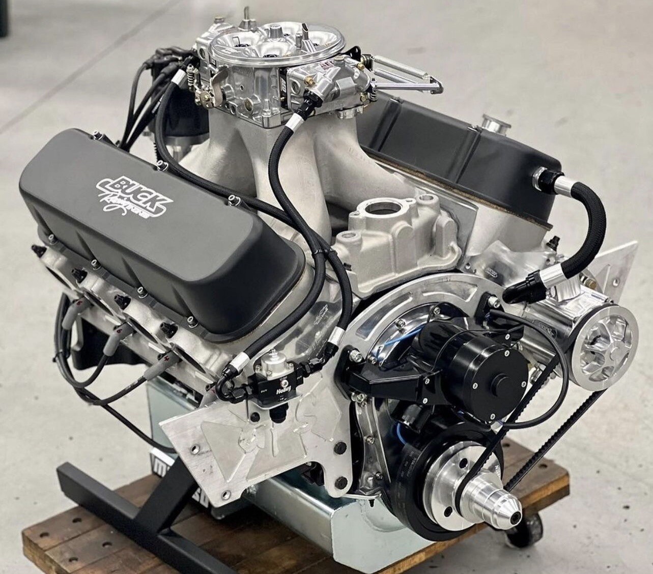 SMALL BLOCK CHEVY PRO RACING VACUUM PUMP 3 VANE AEROSPACE BLACK HOSE KIT