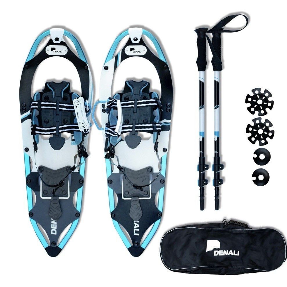 Denali Pro Snowshoes 8x25 Winter Hiking Kit w/ Poles & Carry Bag – 200 lb Rated