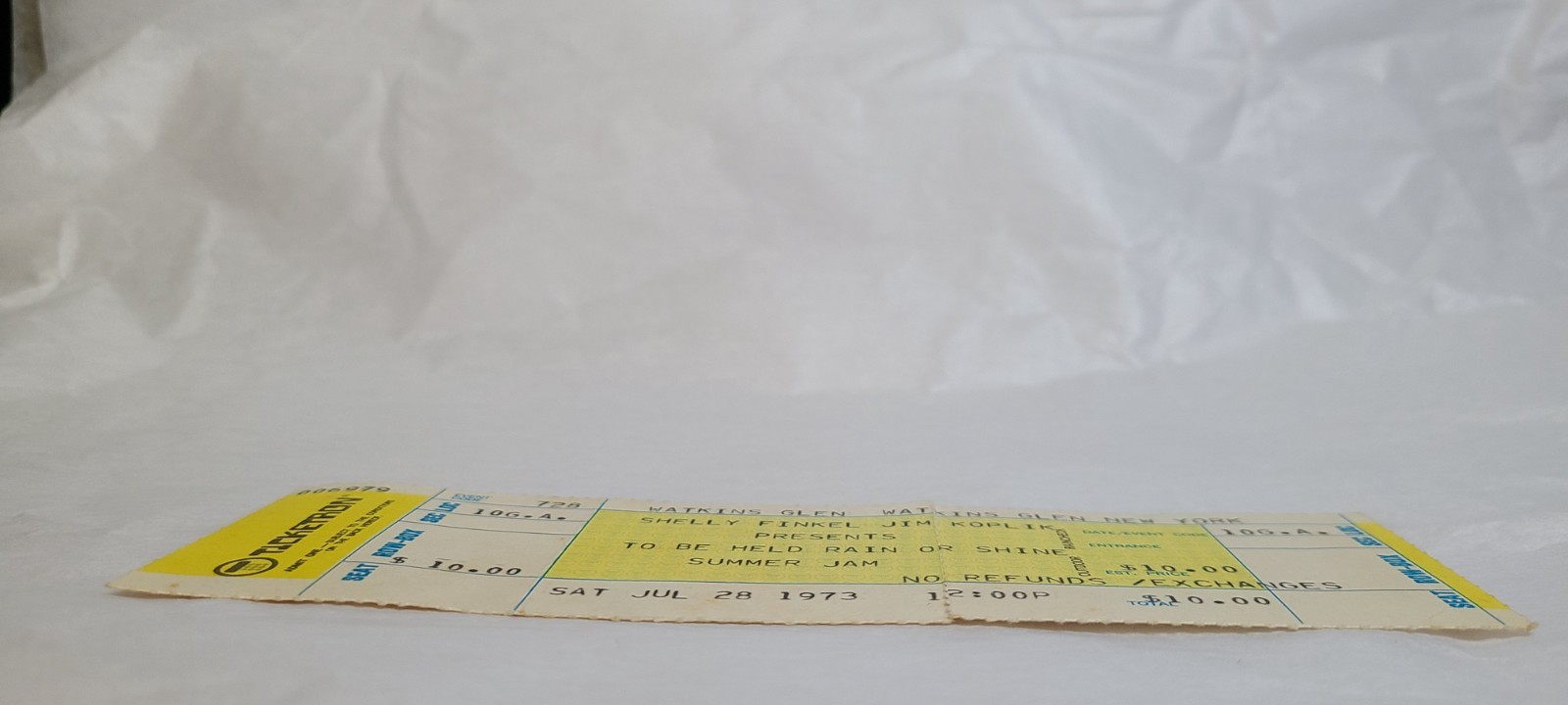 Watkins Glen Summer Jam 1973 Unused Ticket • Grateful Dead, Allman Bros, Band