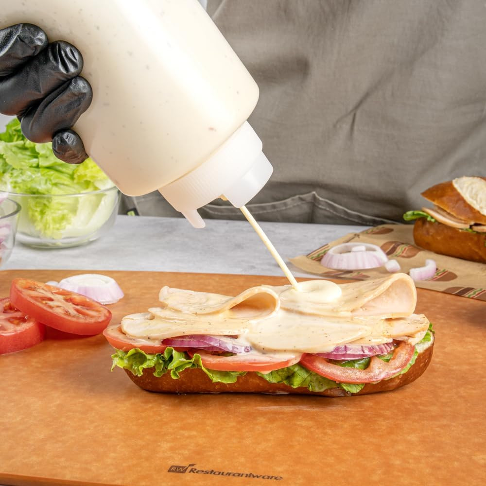 32Oz. FIFO Inverted Plastic Squeeze Bottle with Refill and Dispensing Lids - Fir