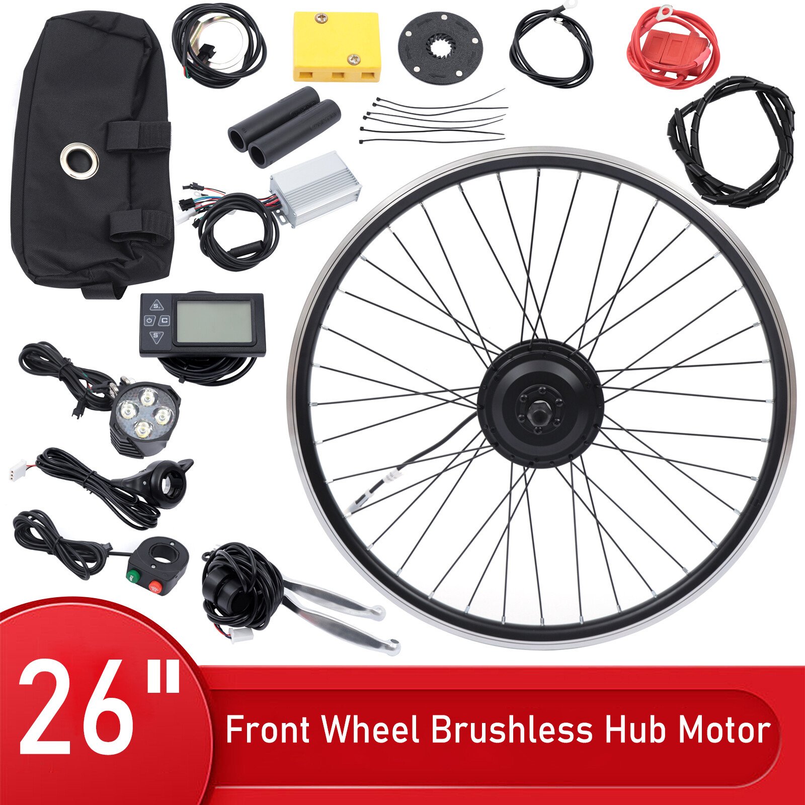 26 inch Front Wheel E-Bike Electric Bicycle Conversion Kit 36V 350W Hub Motor