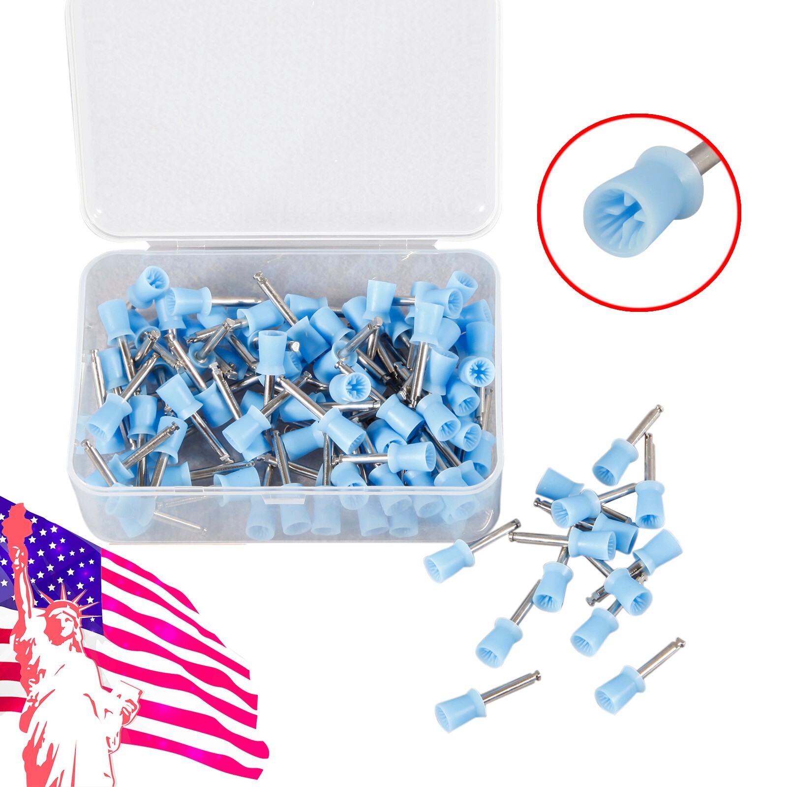100 pcs Dental Polishing Polish Prophy Cups Latch Type Brushes Polisher cup Blue