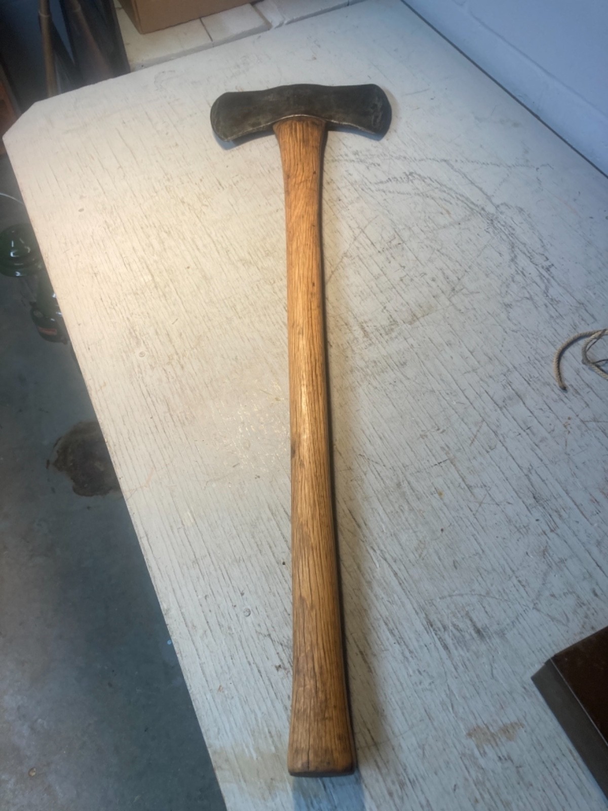 Antique True Temper Flint Edge Kelly Works Double Blade Axe 3.2 Head 34" Overall