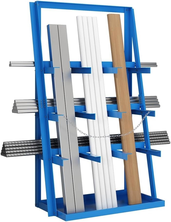 3000LBS Vertical Bar Rack 39" x 24" x 84" Lumber/Pipe Storage with Safety Chain