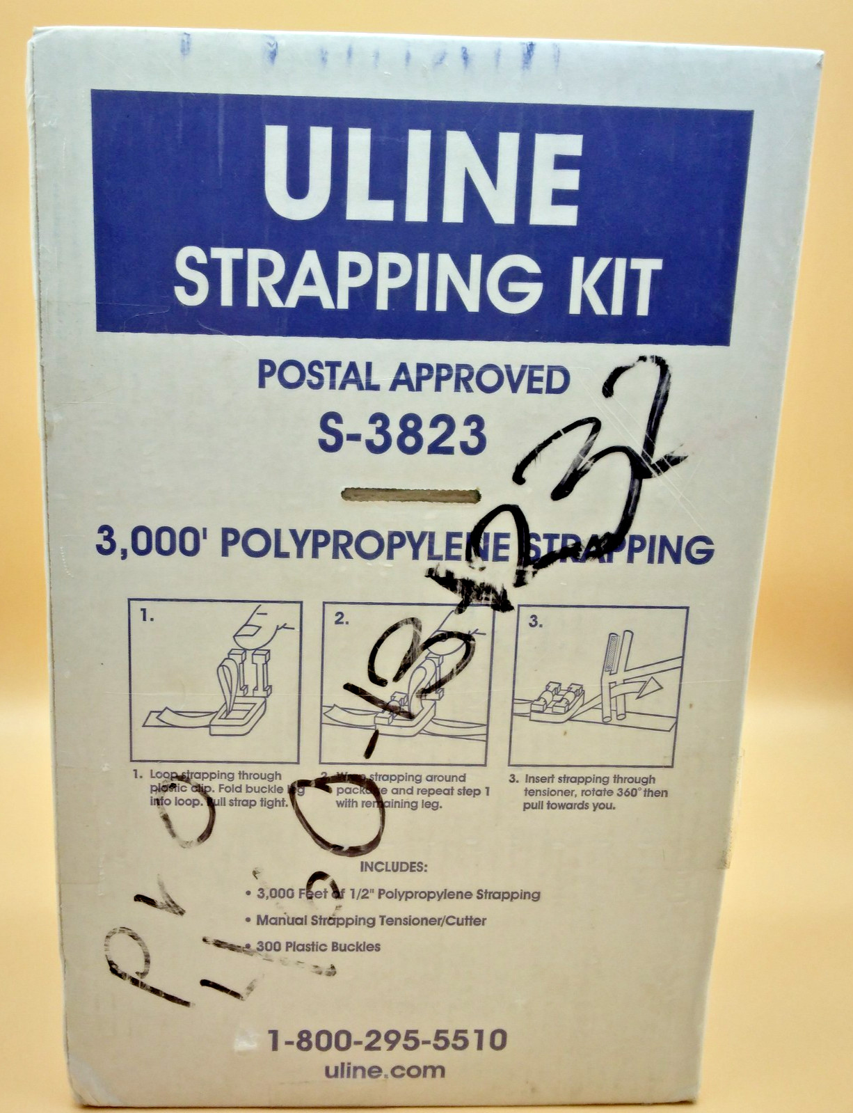 Uline Strapping Kit S-3823 Postal Approved 3000 Ft Polypropylene Cutter Buckles