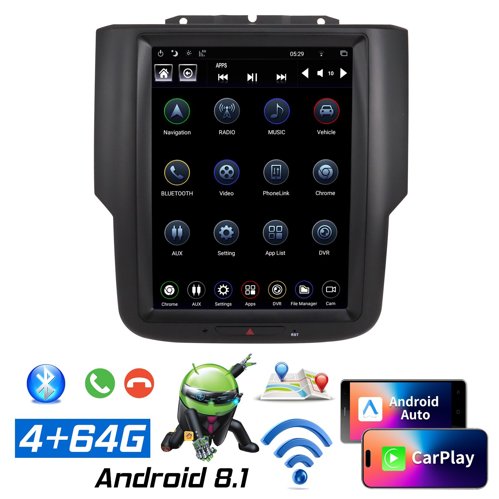 GEN 4 Android Car Radio Tesla Screen for Dodge RAM 1500 2500 3500 2013-18 Stereo