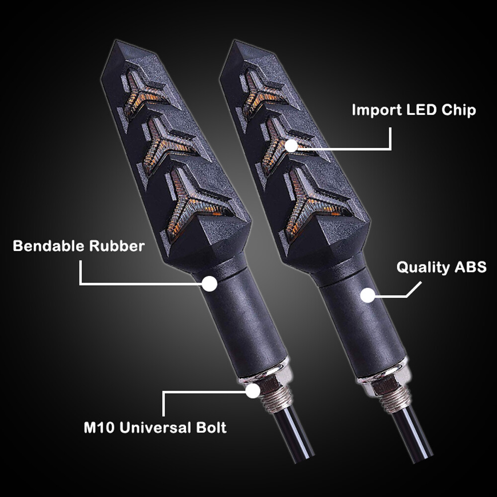 4X Sequential Motorcycle LED Turn Signals Flowing Water Blinker Lights indicator