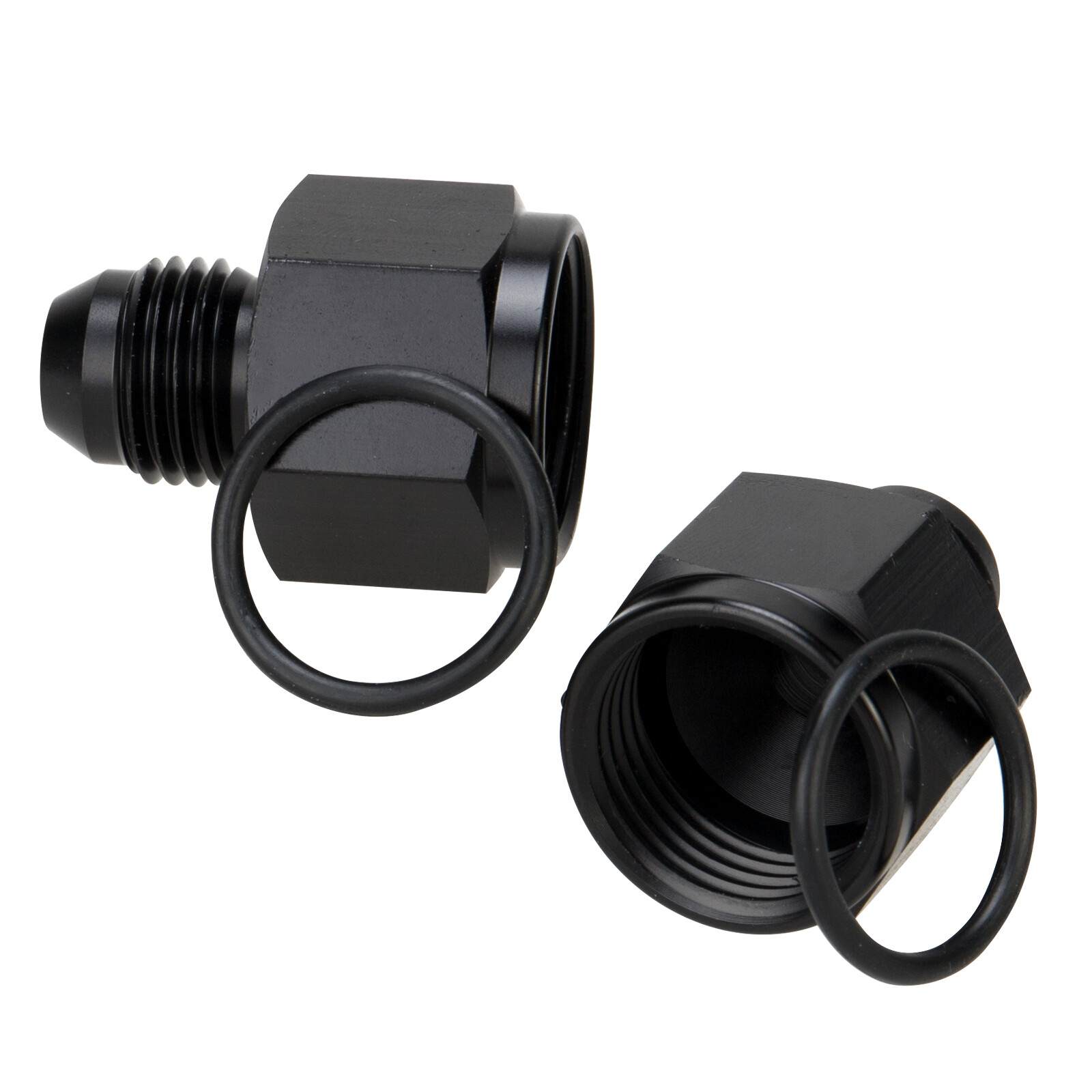 2 Pcs -8 AN Female -6 AN Male AN Flare Fitting Reducer Adapter 8AN to 6AN Black