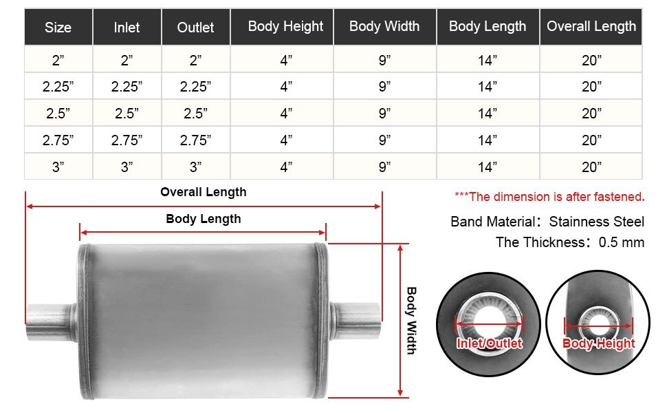 3in Muffler Deep Performance 3'' Pipe Muffler Resonator Universal exhaustmuffler