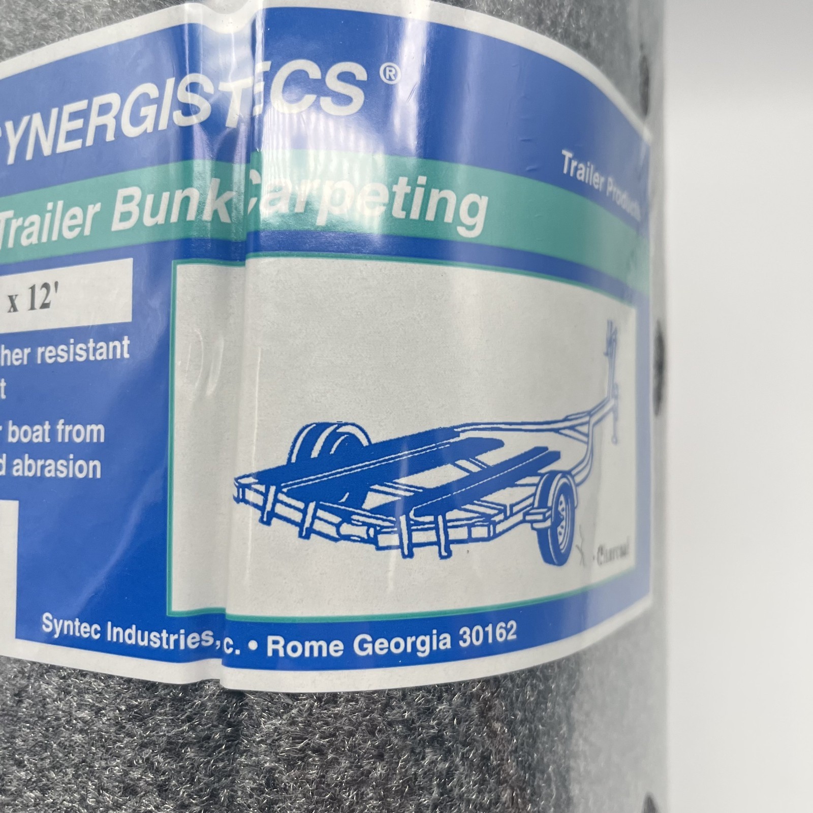 Syntec 12" x 12' Charcoal Trailer Bunk Carpeting for Boat Trailers - 16oz