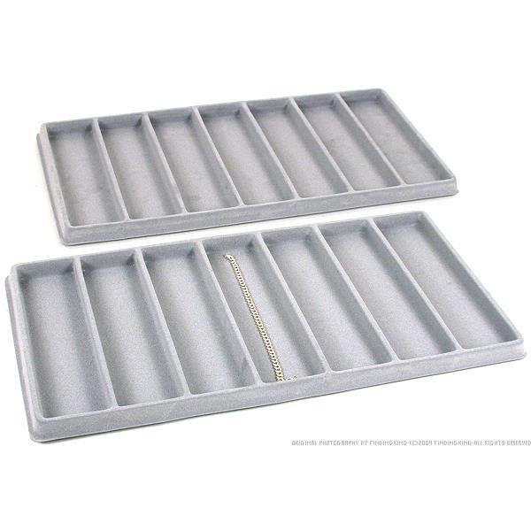 2 Gray 7 Compartment Bracelet Display Tray Inserts