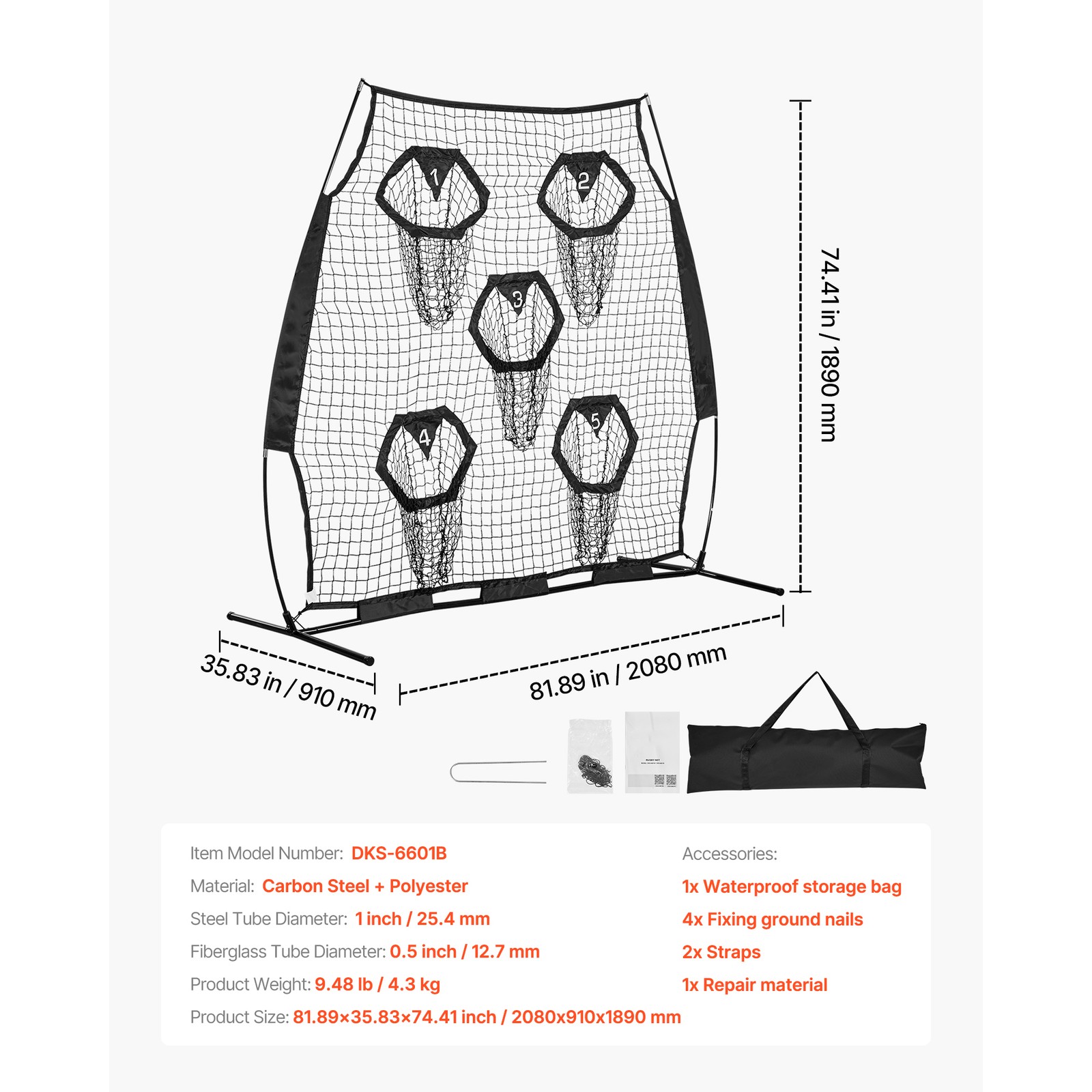 Uimoso 6x6ft Portable Football Throwing Net for QB Training and Practice - Black