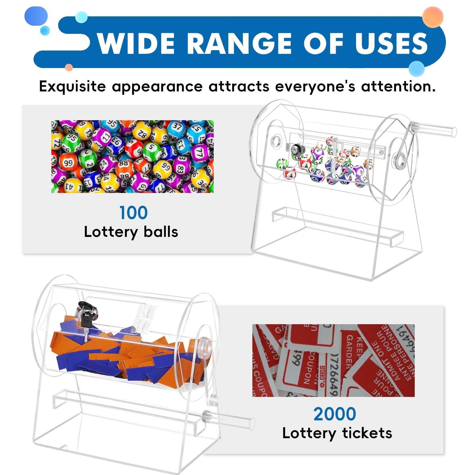 Acrylic Raffle Drum Raffle Ticket Spinner Clear Raffle Ticket Drum Spinner Ca...