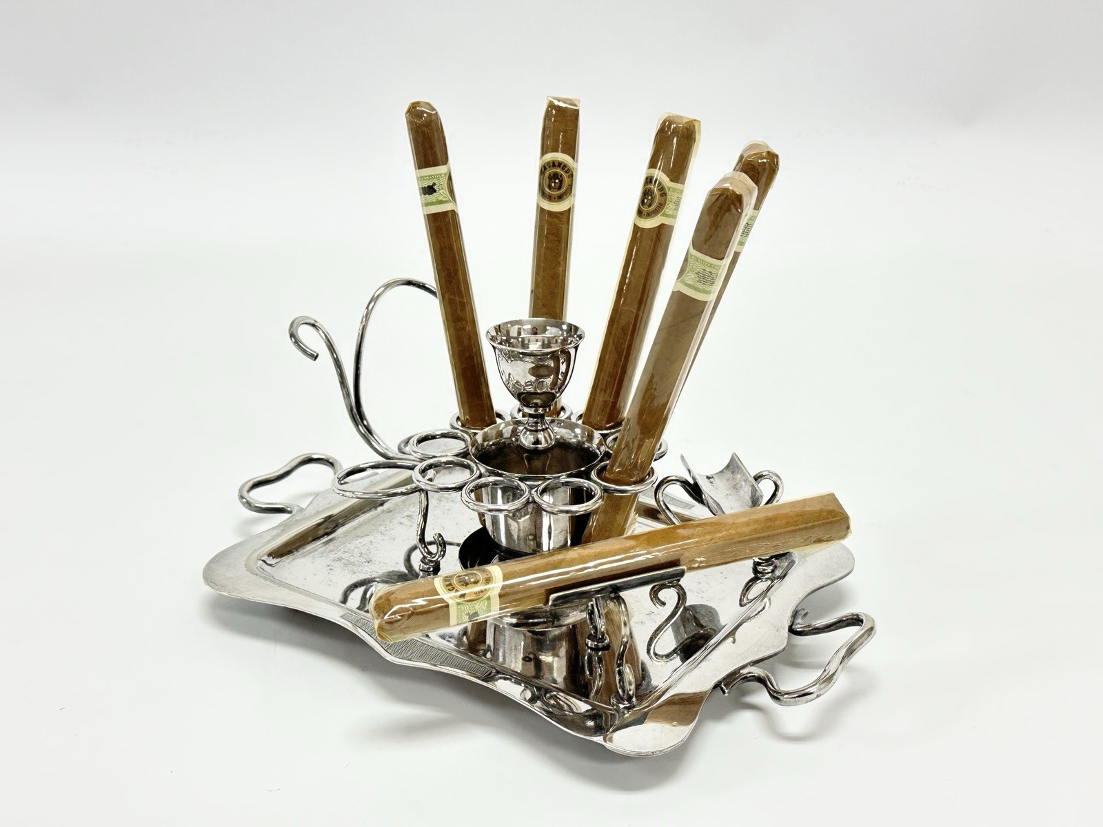Antique English William Hutton & Sons Silver Plated Cigar Server Ca. 1880