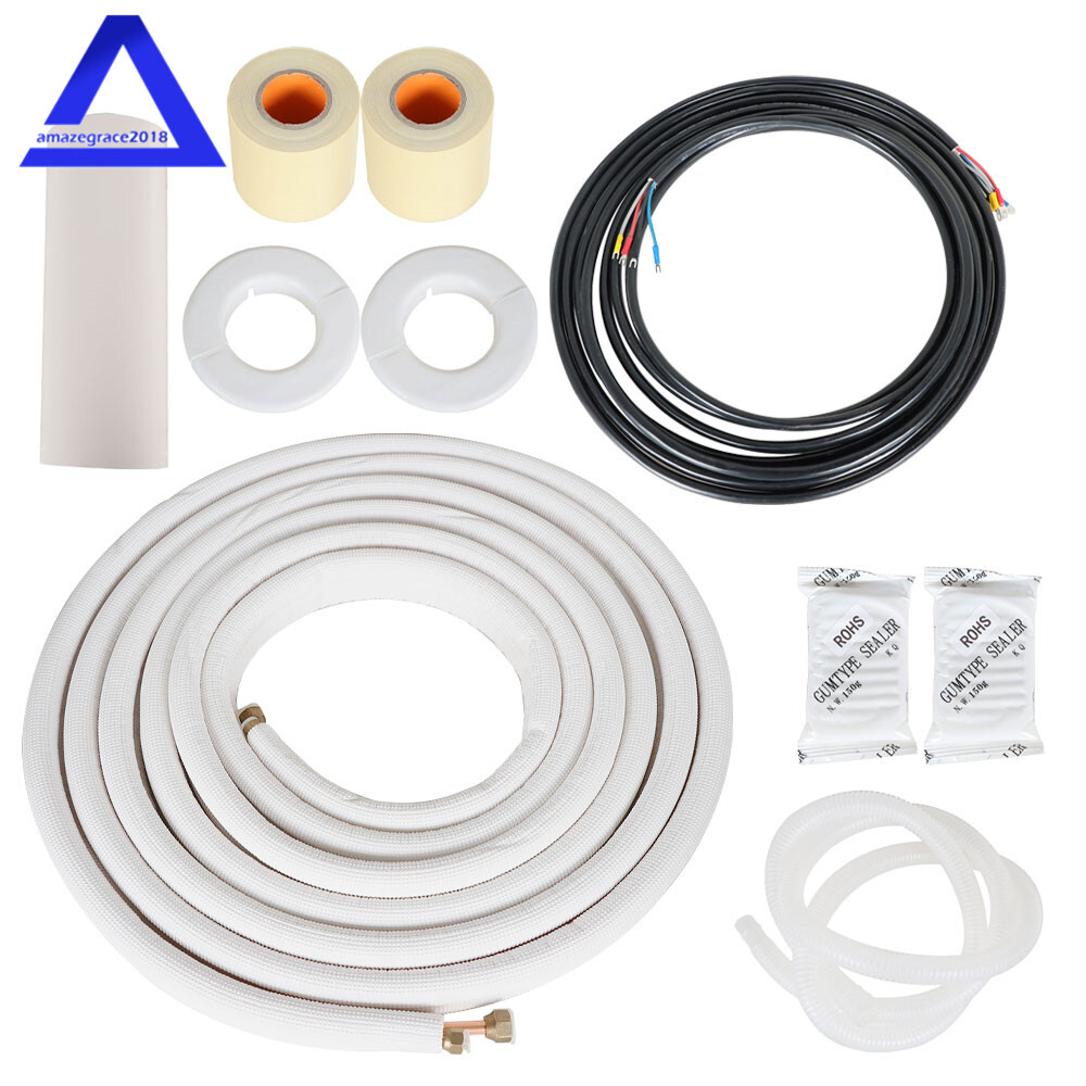 25ft Mini Split Heat Pump Install Kit 1/4" & 3/8" Copper Line with Accessories