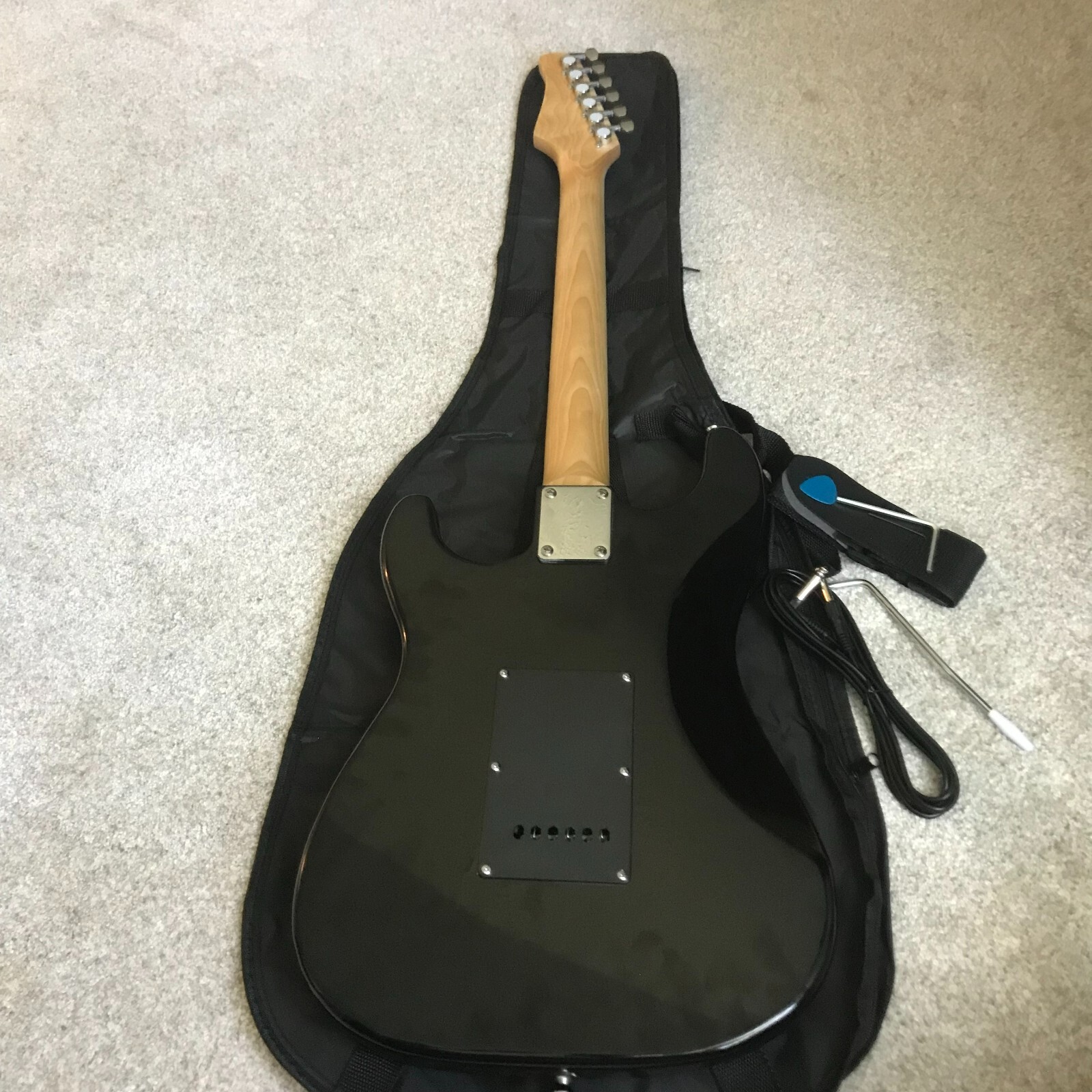 Full-Size Black Electric Guitar Starter Package with 20-Watt Amp and Accessories