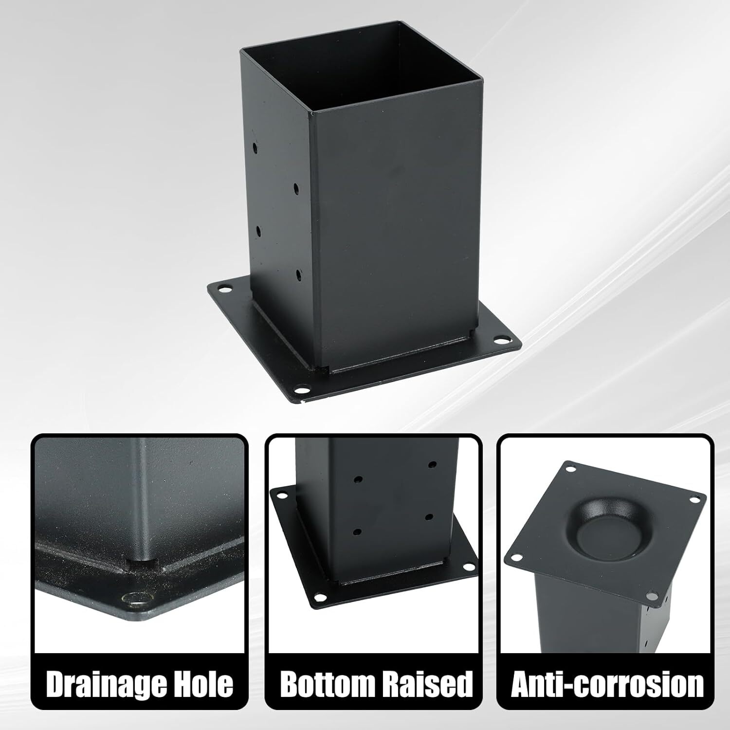 4x4 Pergola Bracket Kit 3.5x3.5 Inner, 3- & 4-Way Brackets with Bases Black