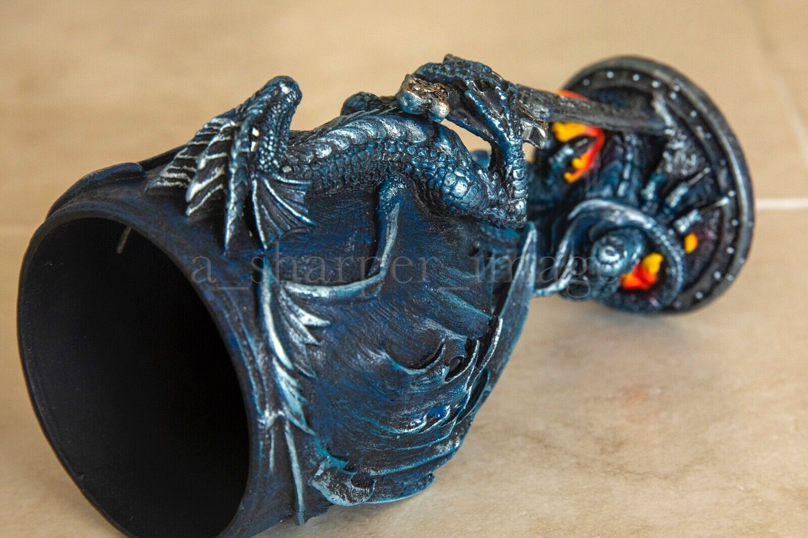 Fierce Guardian Dragon & Sword Wine Goblet 6.5" Tall 8 oz Gothic Fantasy Art!