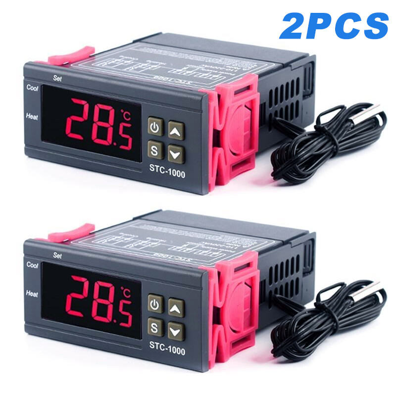 2pcs STC-1000 AC 110V-220V Digital Temperature Controller Thermostat With Sensor